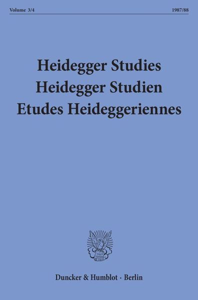 Produktbild: Heidegger Studies /Heidegger Studien 3/4