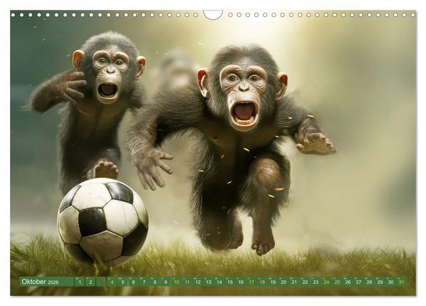 Produktbild: Fu&szlig;ballfieber bei den Babyaffen (Wandkalender 2026 DIN A3 quer), CALVENDO Monatskalender