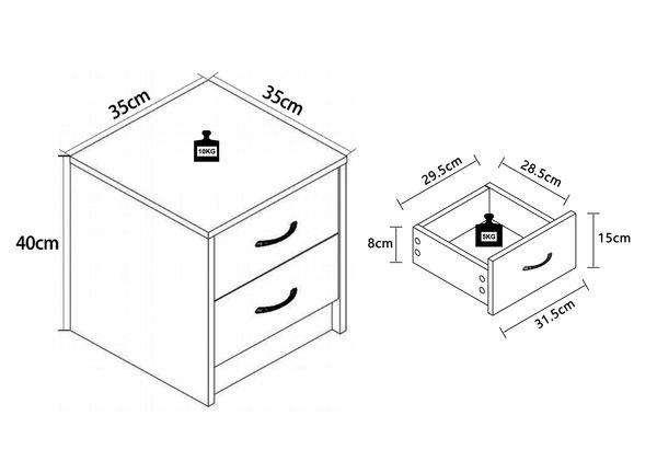 Produktbild: Holz Nachtschrank Nachttisch Schublade Boxal Mini