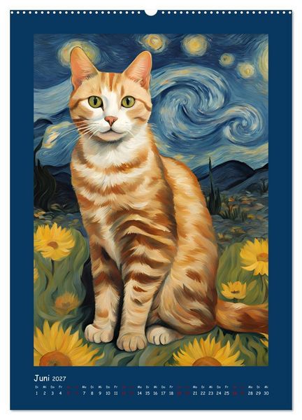 Produktbild: Katzen im Farbenspiel (Wandkalender 2027 DIN A2 hoch), CALVENDO Monatskalender