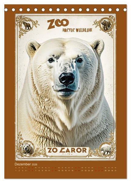 Produktbild: Zoo Vintage-Poster (Tischkalender 2026 DIN A5 hoch), CALVENDO Monatskalender