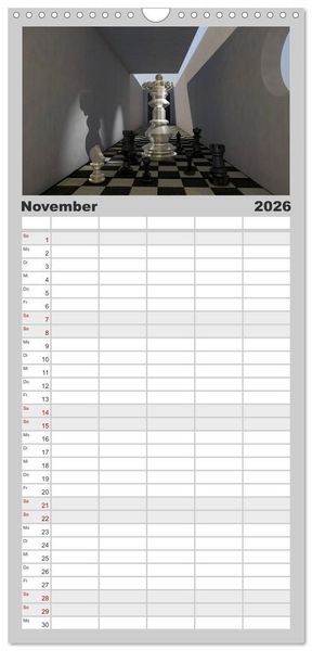 Produktbild: Familienplaner 2026 - SCHACH - Spiel der K&ouml;nige mit 5 Spalten (Wandkalender, 21 x 45 cm) CALVENDO
