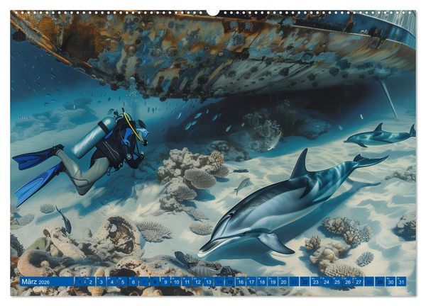 Produktbild: Erlebe mit mir verzaubernde Unterwasserwelten Tauchen (hochwertiger Premium Wandkalender 2026 DIN A2 quer), Kunstdruck in Hochglanz