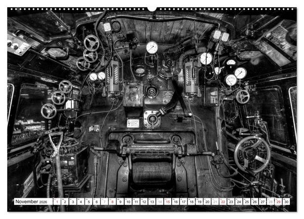 Produktbild: Unter Dampf - Eisenbahnromantik in schwarz-wei&szlig; (hochwertiger Premium Wandkalender 2026 DIN A2 quer), Kunstdruck in Hochglanz