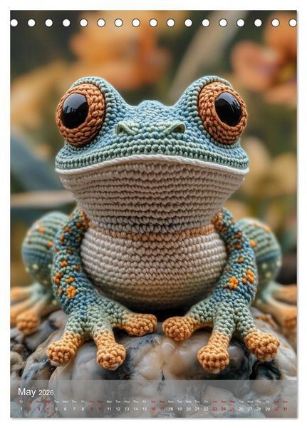 Produktbild: CROCHET ANIMALS (Desk Calendar 2026 DIN A5 portrait), CALVENDO 12 Month DeskCalendar