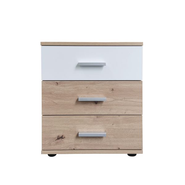 Produktbild: HTI-Living Nachtkonsole Nachtschrank Nina 3 Wei&szlig; Artisaneiche