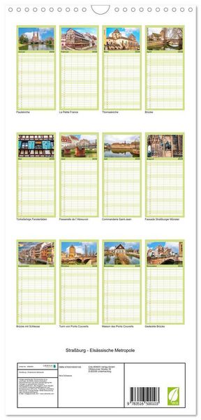 Produktbild: Familienplaner 2026 - Stra&szlig;burg - Els&auml;ssische Metropole mit 5 Spalten (Wandkalender, 21 x 45 cm) CALVENDO