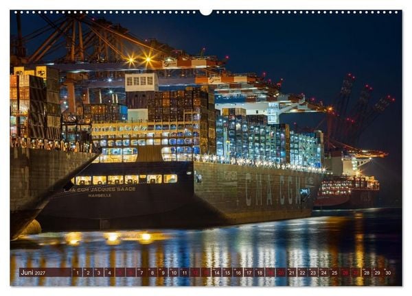 Produktbild: Magic Nights Containerschiffe (hochwertiger Premium Wandkalender 2027 DIN A2 quer), Kunstdruck in Hochglanz
