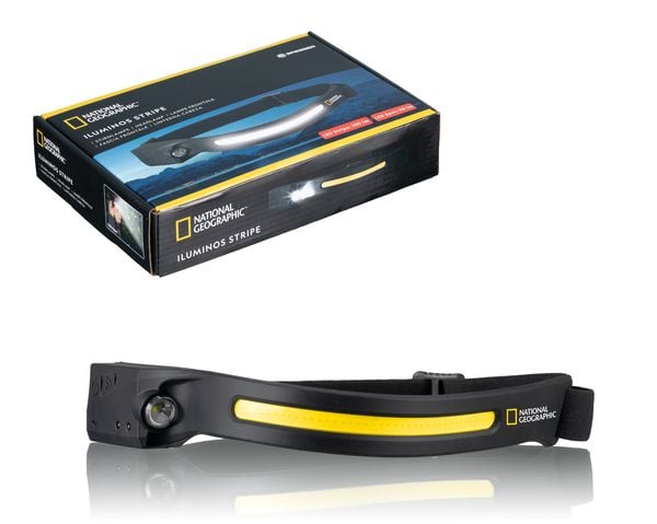 National Geographic 9082600 - Stirnlampe ILUMINOS STRIPE mit LED-Streifen, mit USB-C-Kabel