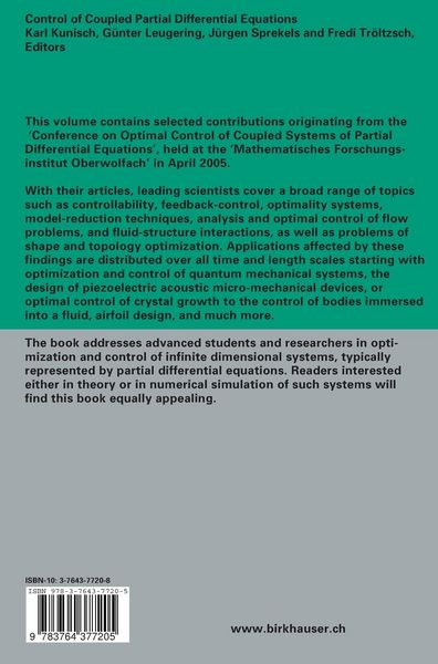 Produktbild: Control of Coupled Partial Differential Equations