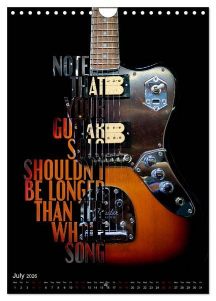 Produktbild: Rock Guitar Beauties (Wall Calendar 2026 DIN A4 portrait), CALVENDO 12 Month Wall Calendar