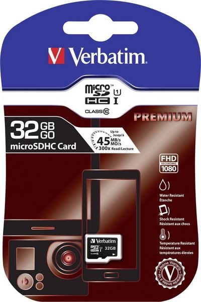 Produktbild: Verbatim Premium microSDHC-Karte 32 GB Class 10
