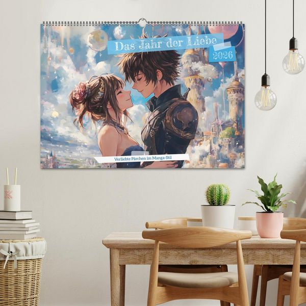 Produktbild: Das Jahr der Liebe: Verliebte P&auml;rchen im Manga-Stil (Wandkalender 2026 DIN A2 quer), CALVENDO Monatskalender