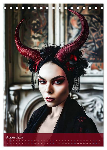 Produktbild: Teuflische Gothics - Gothic, Girls und H&ouml;rner (Tischkalender 2026 DIN A5 hoch), CALVENDO Monatskalender