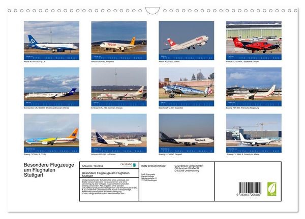 Produktbild: Besondere Flugzeuge am Flughafen Stuttgart (Wandkalender 2026 DIN A3 quer), CALVENDO Monatskalender