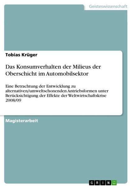 Produktbild: Das Konsumverhalten der Milieus der Oberschicht im Automobilsektor