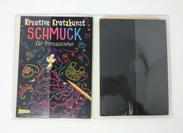 Produktbild: Kratzbilder f&uuml;r Kinder: Kreative Kratzkunst: Schmuck f&uuml;r Prinzessinnen: Set mit 10 Kratzbildern, Anleitungsbuch und Holzstift