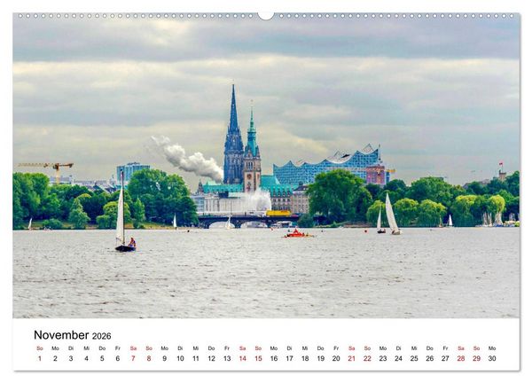 Produktbild: Die farbige Hafenstadt Hamburg (hochwertiger Premium Wandkalender 2026 DIN A2 quer), Kunstdruck in Hochglanz