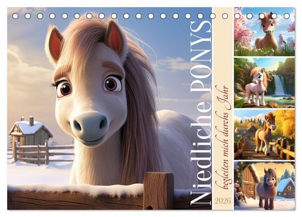 Niedliche Ponys (Tischkalender 2026 DIN A5 quer), CALVENDO Monatskalender