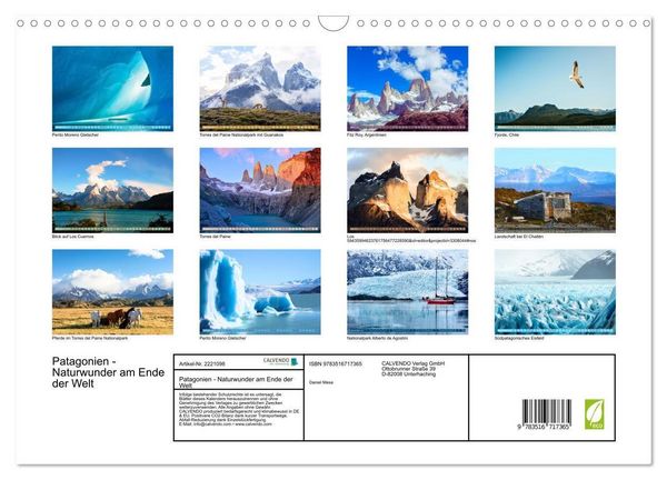 Produktbild: Patagonien - Naturwunder am Ende der Welt (Wandkalender 2026 DIN A3 quer), CALVENDO Monatskalender
