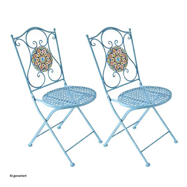 Produktbild: HTI-Living Gartenstuhl 2er-Set Metall T&uuml;rkis Tunis Gartenstuhl 2er-Set Metall T&uuml;rkis Tunis