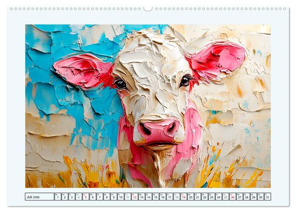 Produktbild: K&uuml;he im &Ouml;lgem&auml;lde-Stil. Ein Jahr mit lieblichen Tieren (hochwertiger Premium Wandkalender 2026 DIN A2 quer), Kunstdruck in Hochglanz