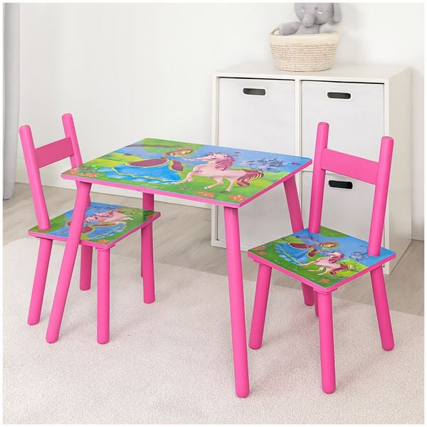 HTI-Living Kindertischgruppe mit Einhorn-Motiv Tisch und 2 Stühle Kinderzimmer
