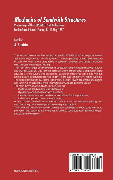 Produktbild: Mechanics of Sandwich Structures