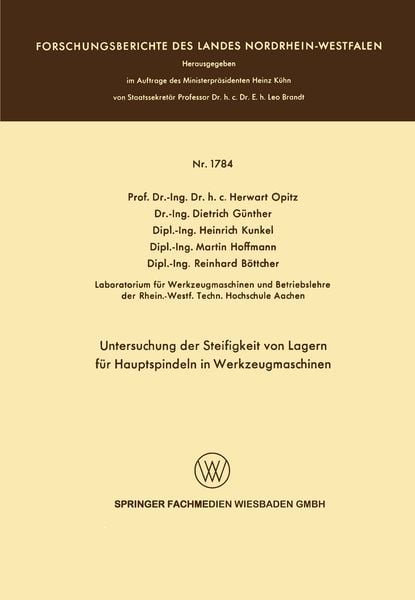 Produktbild: Untersuchung der Steifigkeit von Lagern f&uuml;r Hauptspindeln in Werkzeugmaschinen