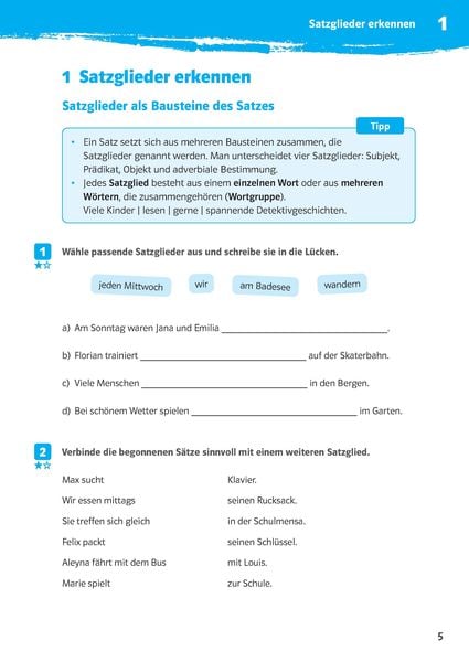 Produktbild: 10-Minuten-Training Deutsch Grammatik Satzglieder bestimmen 5.-7. Klasse