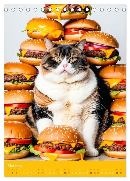 Produktbild: FETTE KATZEN - Foodporn auf vier Pfoten (Tischkalender 2026 DIN A5 hoch), CALVENDO Monatskalender