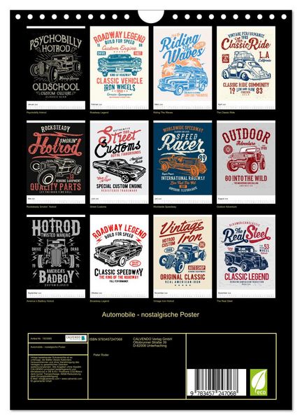 Produktbild: Automobile - nostalgische Poster (Wandkalender 2026 DIN A4 hoch), CALVENDO Monatskalender