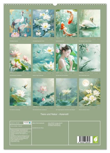 Produktbild: Tiere und Natur - Asienstil (hochwertiger Premium Wandkalender 2026 DIN A2 hoch), Kunstdruck in Hochglanz