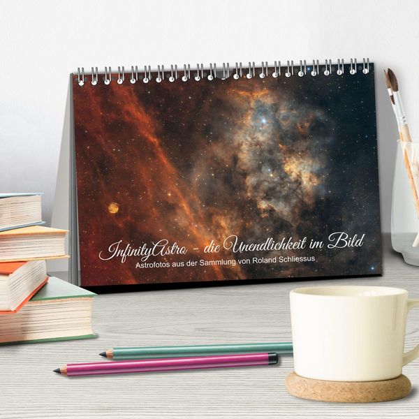 Produktbild: InfinityAstro - die Unendlichkeit im Bild - Astrofotos von Roland Schliessus (Tischkalender 2026 DIN A5 quer), CALVENDO Monatskalender