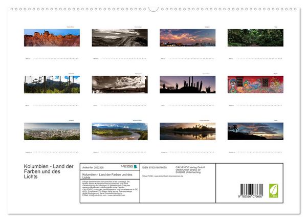 Produktbild: Kolumbien - Land der Farben und des Lichts (hochwertiger Premium Wandkalender 2026 DIN A2 quer), Kunstdruck in Hochglanz