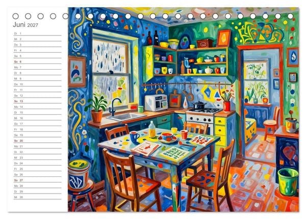 Produktbild: K&uuml;chenrausch - Ein farbstarker K&uuml;chenkalender im expressiven Stil (Tischkalender 2027 DIN A5 quer), CALVENDO Monatskalender