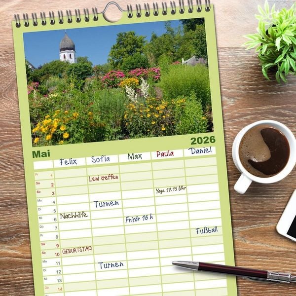 Produktbild: Familienplaner 2026 - Traumhafter Chiemsee &ndash; Impressionen vom Bayerischen Meer mit 5 Spalten (Wandkalender, 21 x 45 cm) CALVENDO