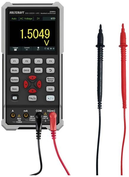 Produktbild: VOLTCRAFT DSO-2202H + AFG Hand-Oszilloskop 200 MHz 2-Kanal 1 GSa/s 8 kpts 8 Bit Handger&auml;t 1 St.