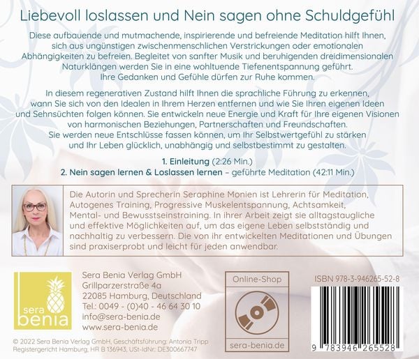 Produktbild: Nein sagen lernen & Loslassen lernen | gef&uuml;hrte Meditation CD {Selbstwert st&auml;rken, toxische Beziehung verarbeiten, frei werden von der Vergangenheit, Selbstf&uuml;rsorge lernen}