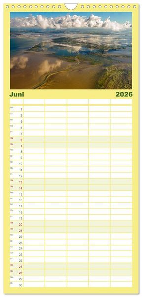 Produktbild: Familienplaner 2026 - Das Wattenmeer aus der Vogelperspektive mit 5 Spalten (Wandkalender, 21 x 45 cm) CALVENDO