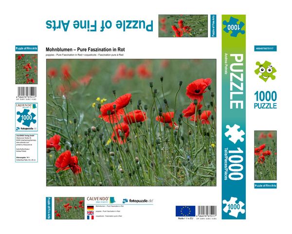 Produktbild: CALVENDO Puzzle Mohnblumen - Pure Faszination in Rot | 1000 Teile Lege-Gr&ouml;&szlig;e 64x48cm Foto-Puzzle f&uuml;r gl&uuml;ckliche Stunden