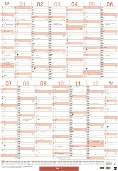Mega-Posterplaner 2023. Großer Jahresplaner in rot. Wandkalender 2023 zum Eintragen. XXL Büro-Kalender mit Ferientermine und Feiertage. 68x98 cm