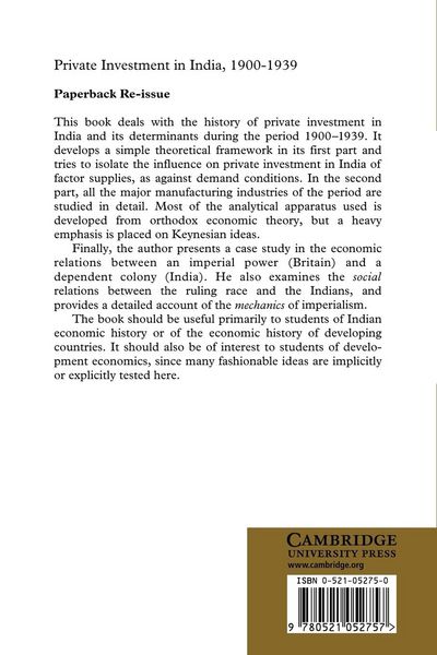 Produktbild: Private Investment in India 1900 1939