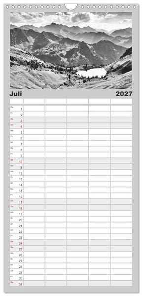 Produktbild: Familienplaner 2027 - Traumhafte Allg&auml;uer Alpen mit 5 Spalten (Wandkalender, 21 x 45 cm) CALVENDO