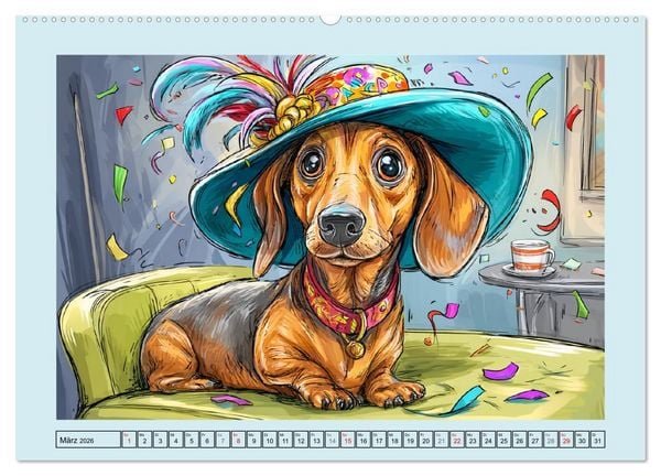 Produktbild: Dackel Fun. Zauberhafte Hunde Cartoons f&uuml;rs Herz (hochwertiger Premium Wandkalender 2026 DIN A2 quer), Kunstdruck in Hochglanz