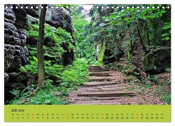 Produktbild: Im Elbsandstein - S&auml;chsisch-b&ouml;hmische Schweiz (Wandkalender 2026 DIN A4 quer), CALVENDO Monatskalender