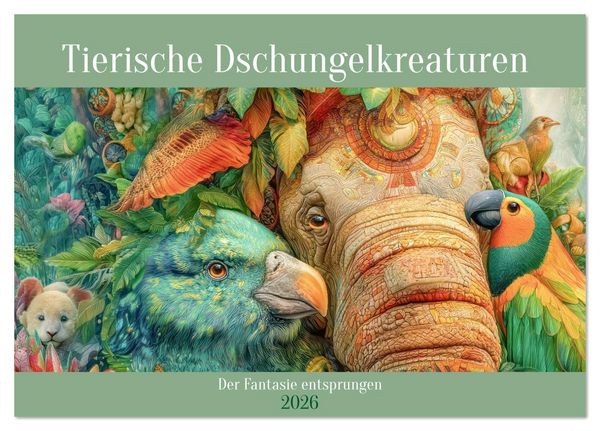 Tierische Dschungelkreaturen - Der Fantasie entsprungen (Tischkalender 2026 DIN A5 quer), CALVENDO Monatskalender