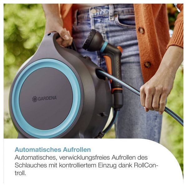 Produktbild: GARDENA 18690-20 Mobile Schlauchbox MoveMatic, 12 m + 1,5 m Gartenschlauchaufroller 270 mm 1/3 Zoll 1 St. 5-farbig