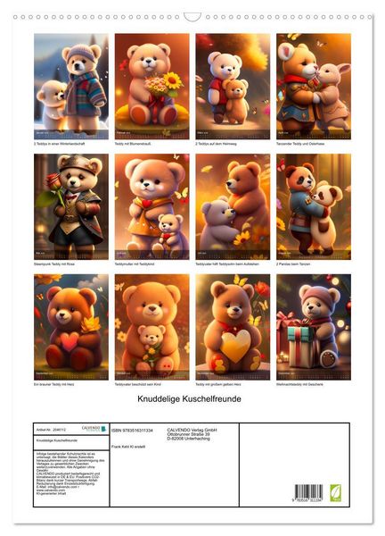 Produktbild: Knuddelige Kuschelfreunde (Wandkalender 2026 DIN A2 hoch), CALVENDO Monatskalender