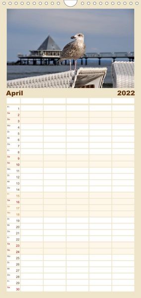 Produktbild: Familienplaner Strandkorb-Impressionen (Wandkalender 2022 , 21 cm x 45 cm, hoch)